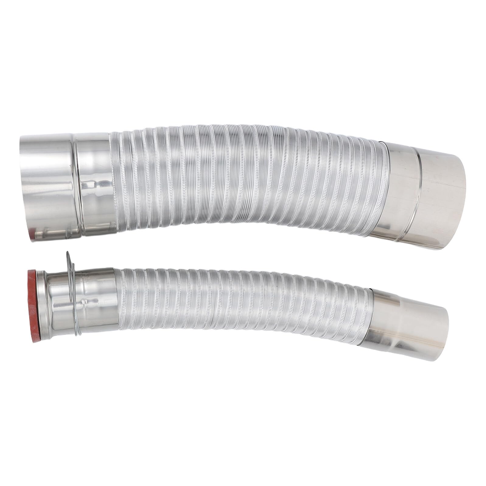 Raccordo a Gomito Flessibile in Alluminio Doppio Strato 40cm per Tubo di Scarico Stufa, Connettore Ermetico Resistente Alte Temperature per Canna Fumaria Interna, Installazione