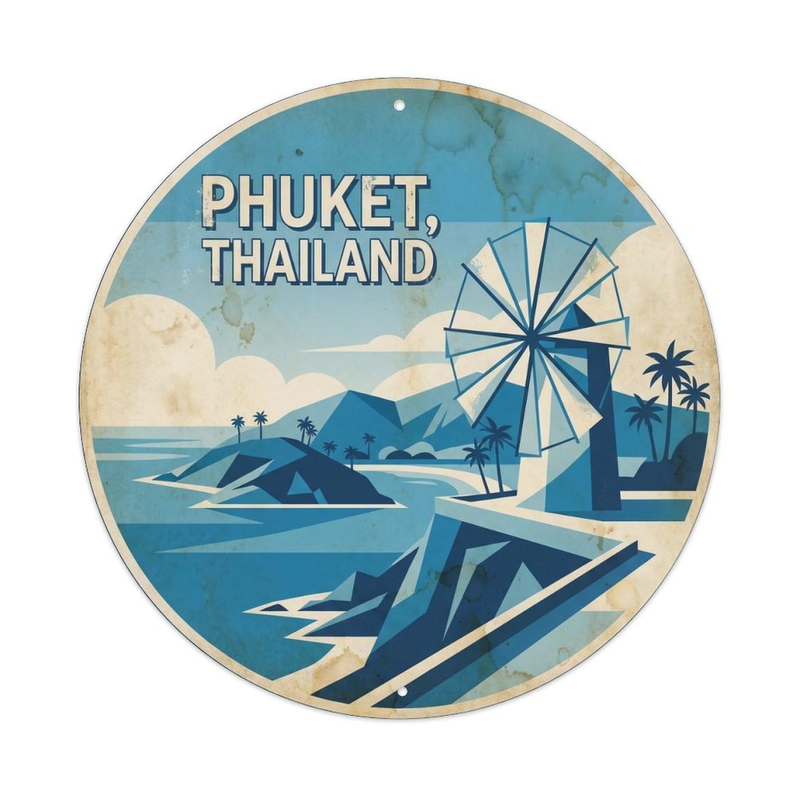 Phuket Windmill Viewpoint Island Tropical Shore Metal Tin Sign