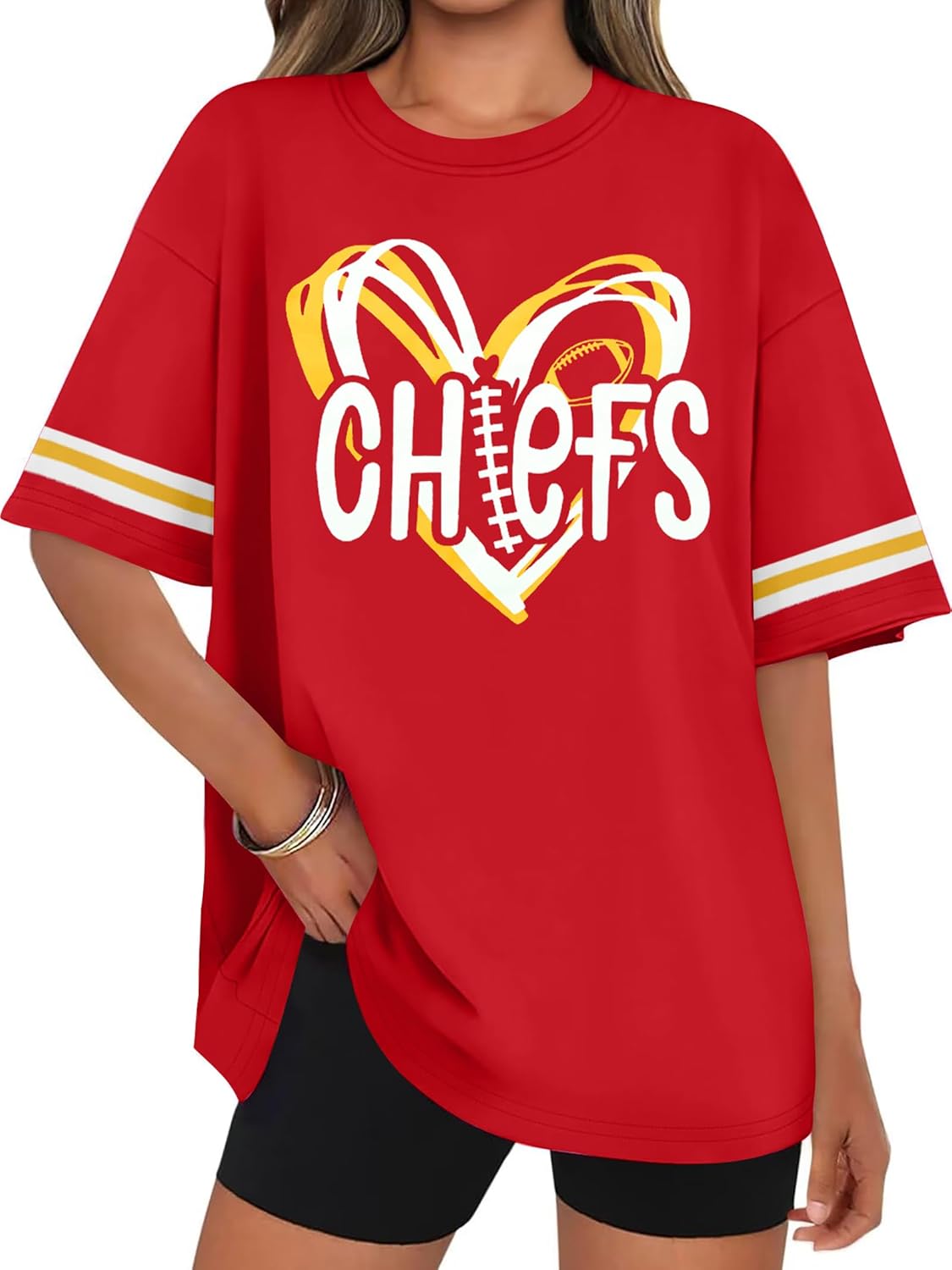 Football Shirt Women Game Day Tshirt Football Season Short Sleeve Tops Team Fans Heart Graphic Outfits Merch