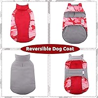 Vista 2 de Abrigo reversible para perro, resistente al viento, ropa acogedora para clima frío con forro polar de invierno, chaqueta cálida para perros