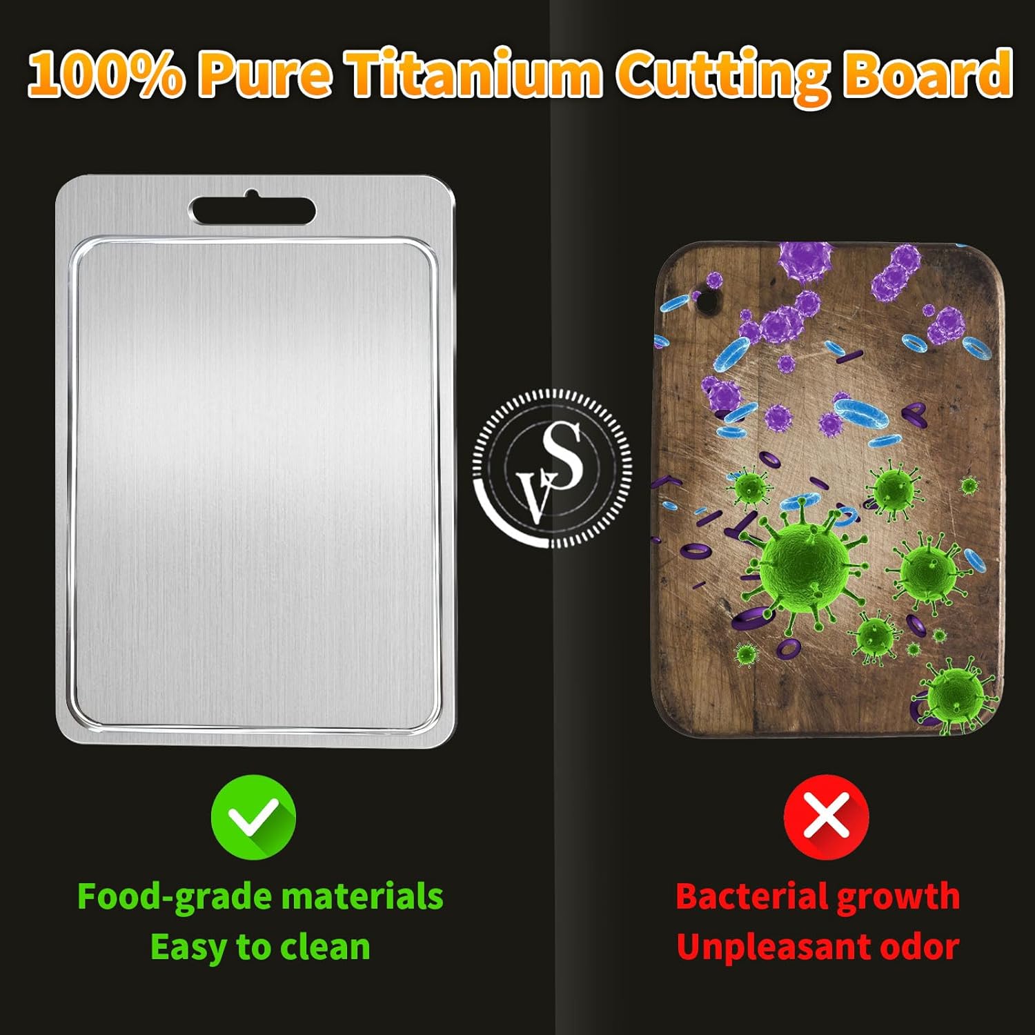 2025 New 100% Pure Titanium Cutting Board with Grooves, Double Sided Chopping Board, Meat, Fruit and Vegetable Cutting Board, Dishwasher Safe (13.3 * 9)