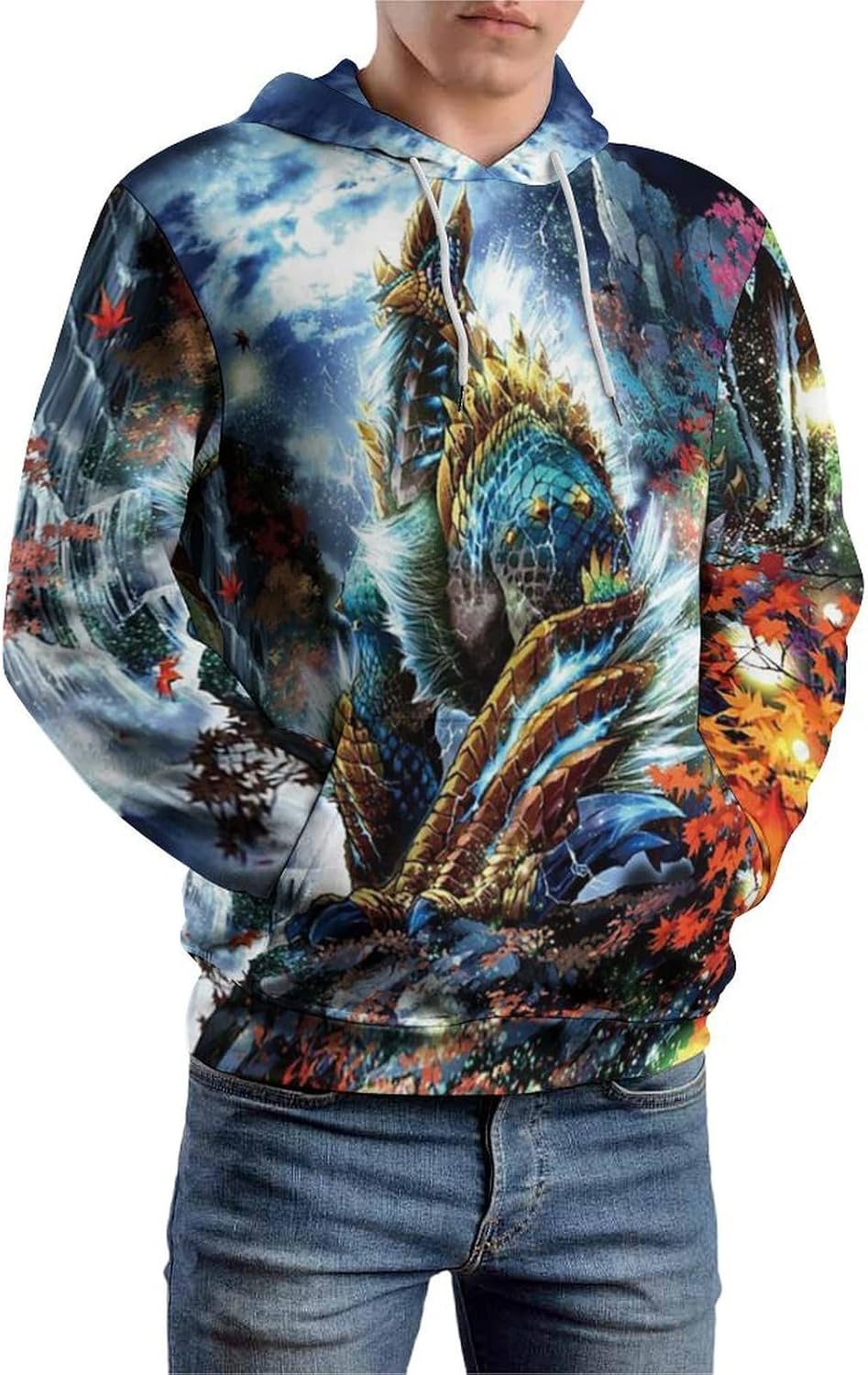 3D Printed Games Dragon Hoodie with Pocket Novelty Pullover Sweatshirt Casual Graphic Hoodies - Image 2