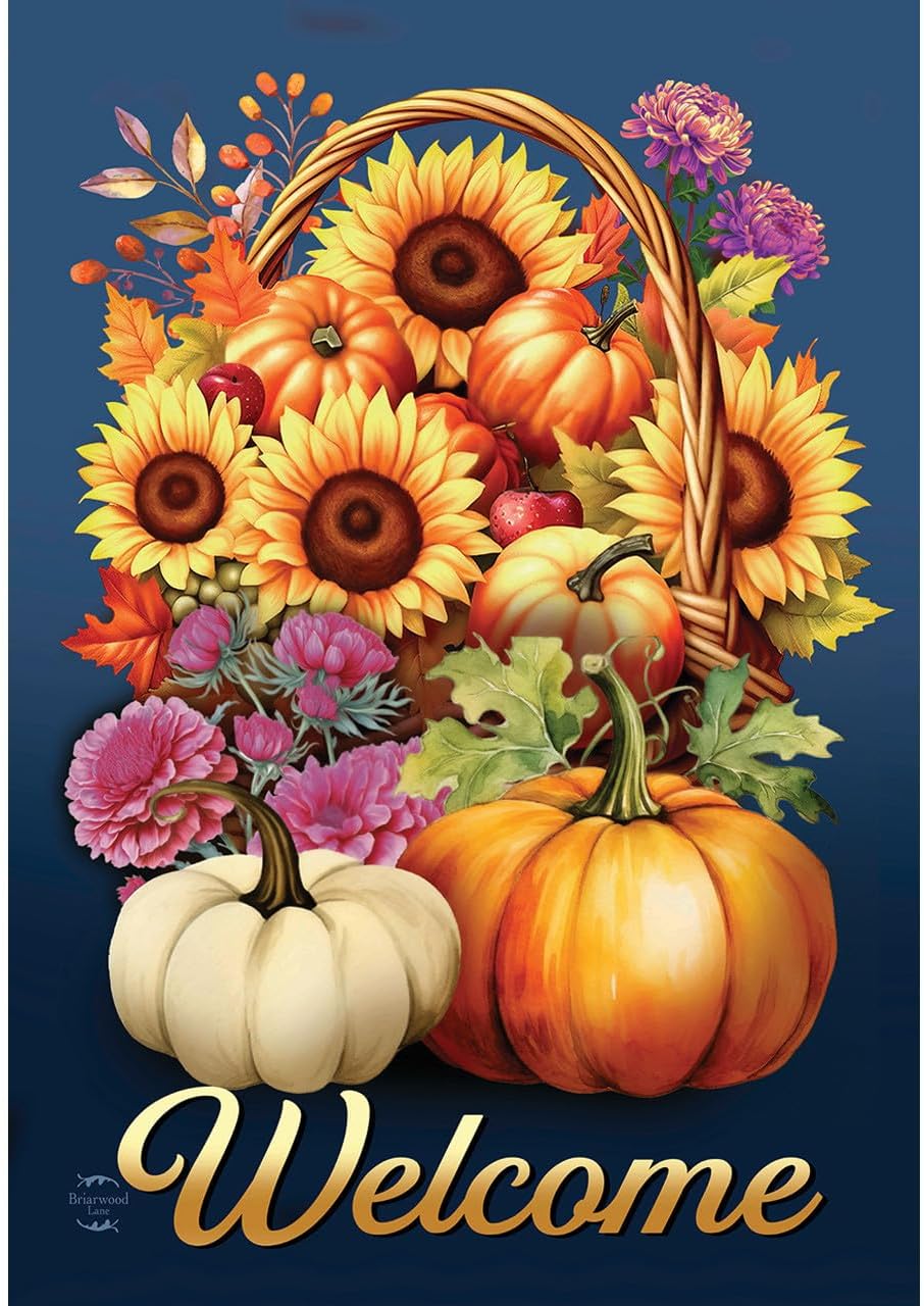 Briarwood Lane Fall Floral Mason Jar Burlap House Flag