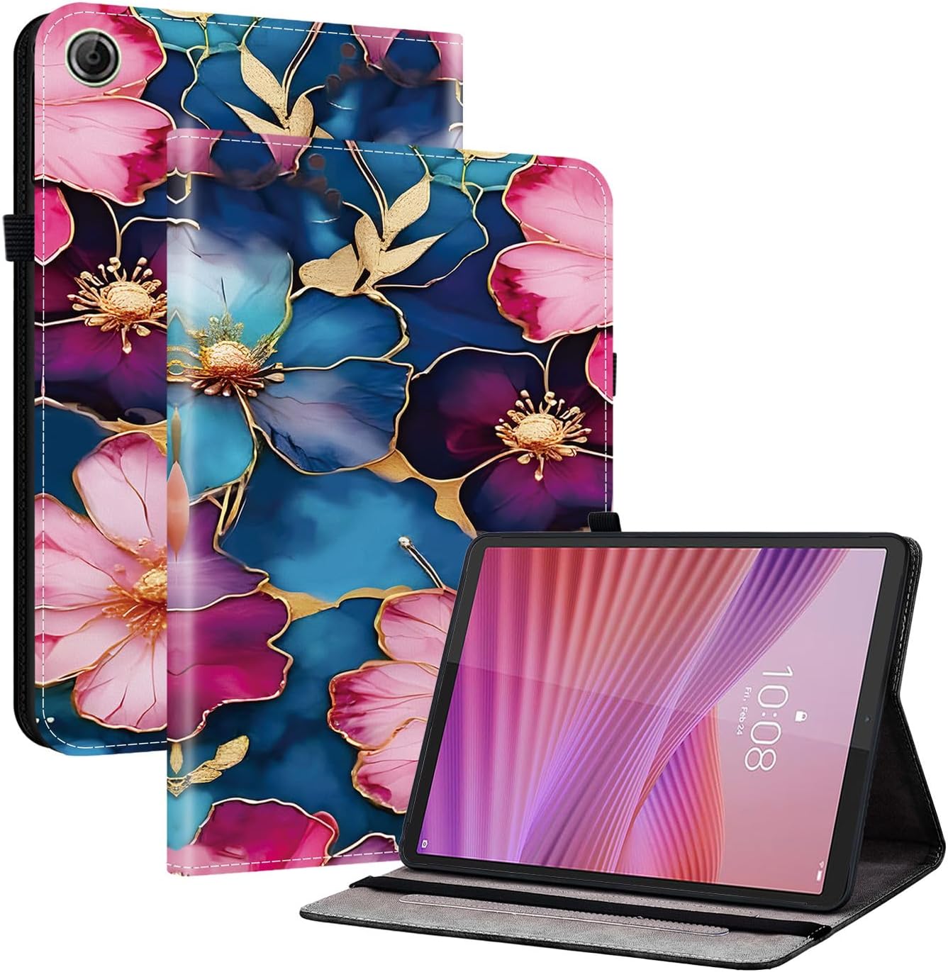 Case for Lenovo Tab, 10.1", K10C TB311XU-2025, Premium Leather Flip Cover with Card Slots, Pen Holder, Adjustable Stand, Multiple Decorative Patterns,PSJ-P