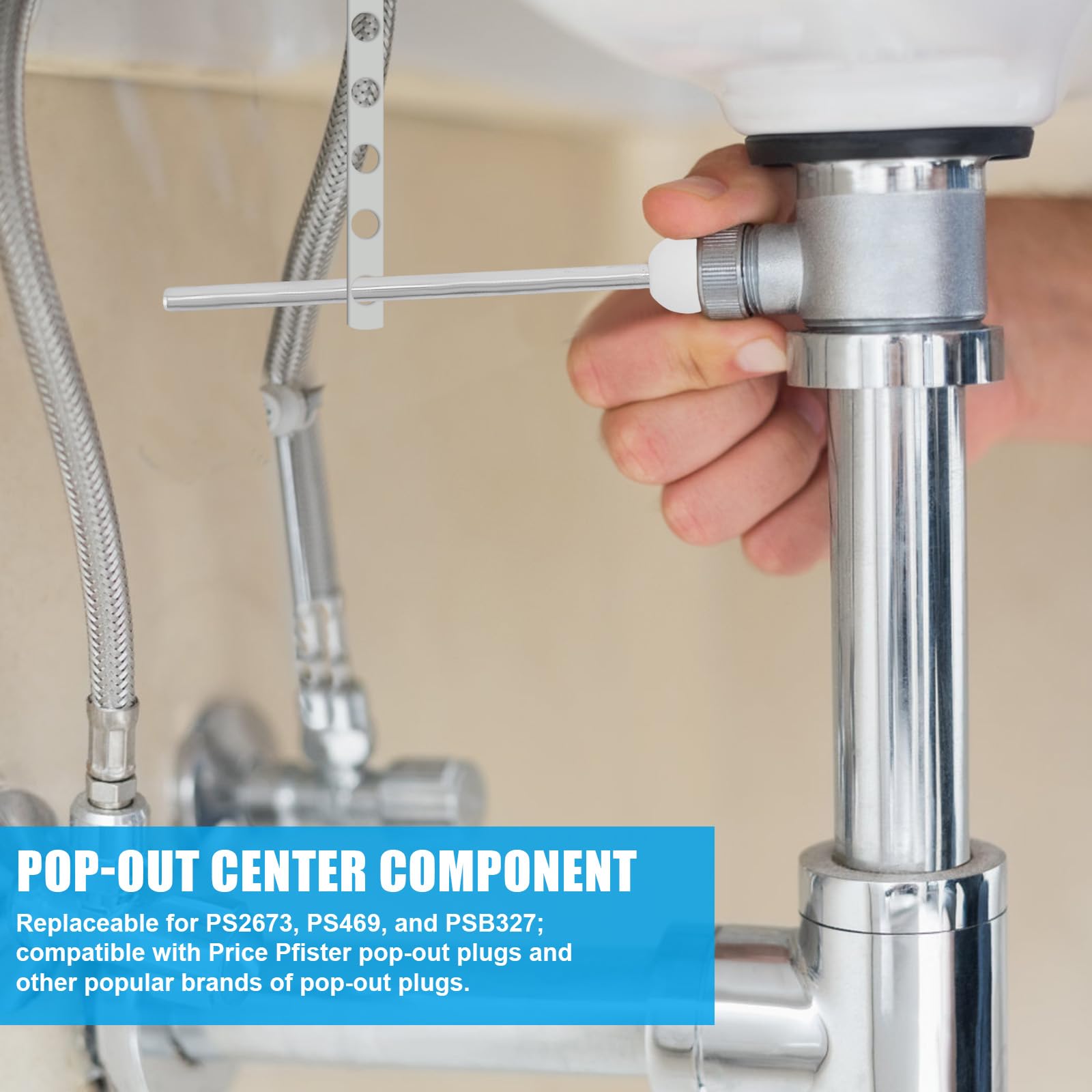 2pcs Lavatory Pop-Up Drain Center Piece Assembly, Bathroom Sink Pivot Ball Rod Stopper Replacement Compatible with Danco 34807 & Price Pfister PS2673 PS469 PSB327 Accessories — view 4