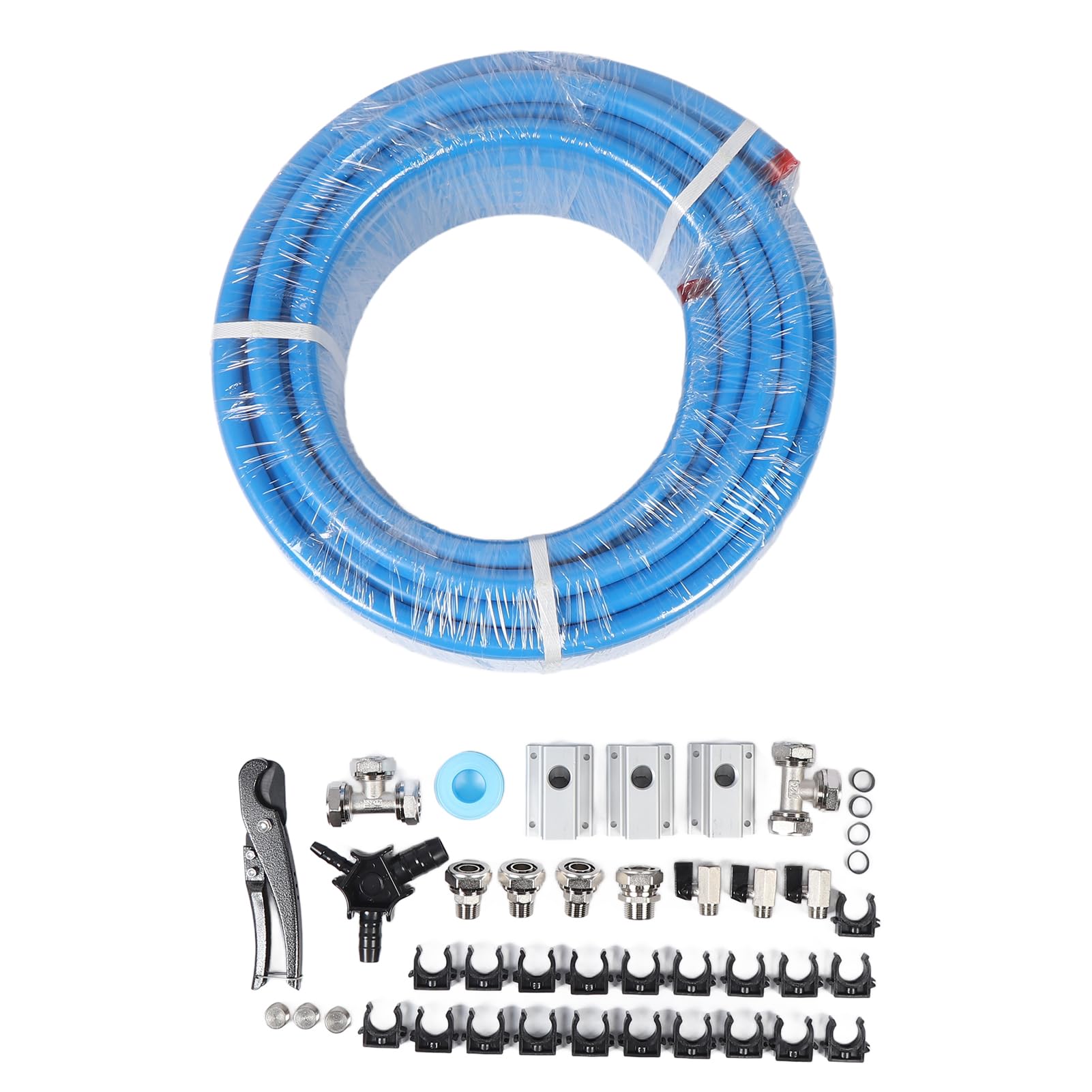 Alomejor de Tuberías de Aire Comprimido, Kit de Línea de Aire de Taller de Aluminio HDPE de 3,4 Pulgadas X 100 Pies, Compresión de Junta Tórica de 200 PSI, Instalación Rápida Flexible para