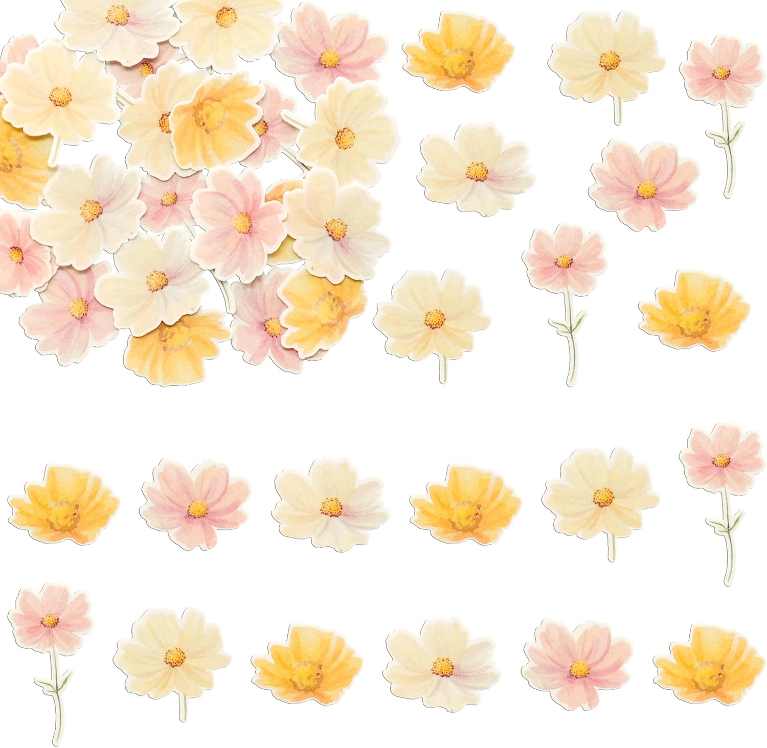 Ephlyn 50Pcs Edible Flower Cupcake Toppers Wafer Paper Spring Bridal Engagement Baby Shower Birthday Party Cupcake Picks Anniversary Party Decorations Supplies Multi - Image 3