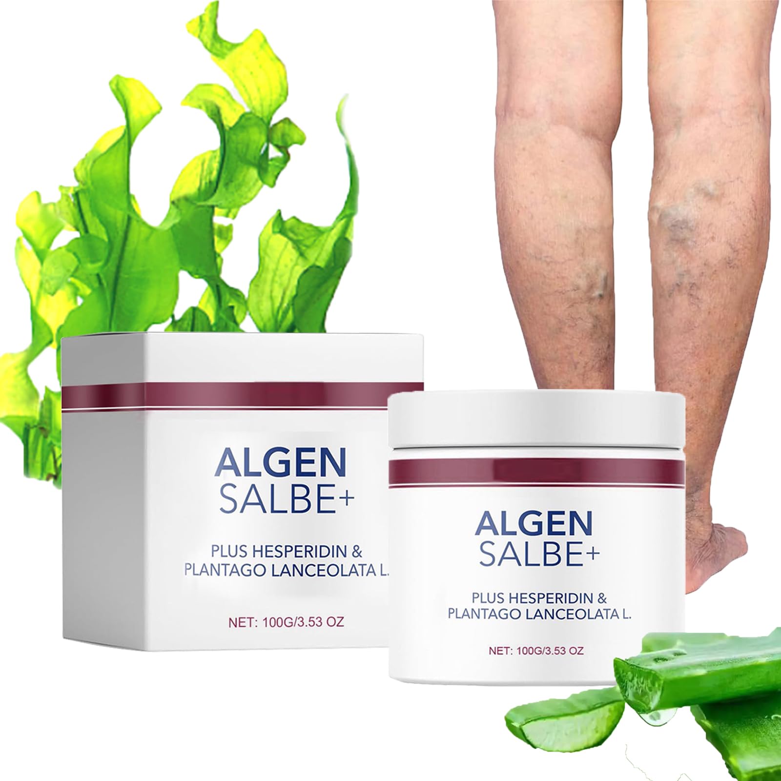 Algensalbe Gegen Besenreiser & Krampfadern – 2 X 100 G, Lindert Schwellungen, Für Müde Beine