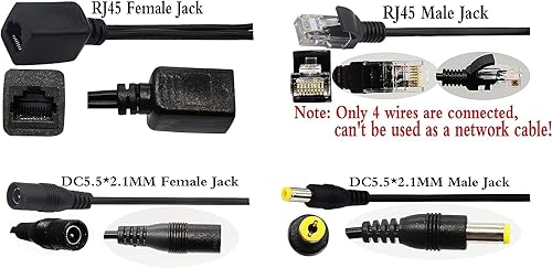 Miniatura 5 de zdyCGTime Kit de inyector PoE pasivo y divisor PoE con Ethernet RJ45 y alimentación a través de un conector adaptador FM de 0.217x0.083 in CC (4