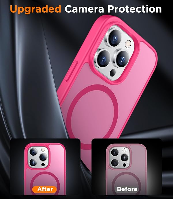 SPIDERCASE for iPhone 14 Pro Case, Magnetic Translucent Matte Case with 2PCS Tempered Glass Screen Protector Slim Phone Case for iPhone 14 Pro 6.1'', Hot Pink by SPIDERCASE - Image 5