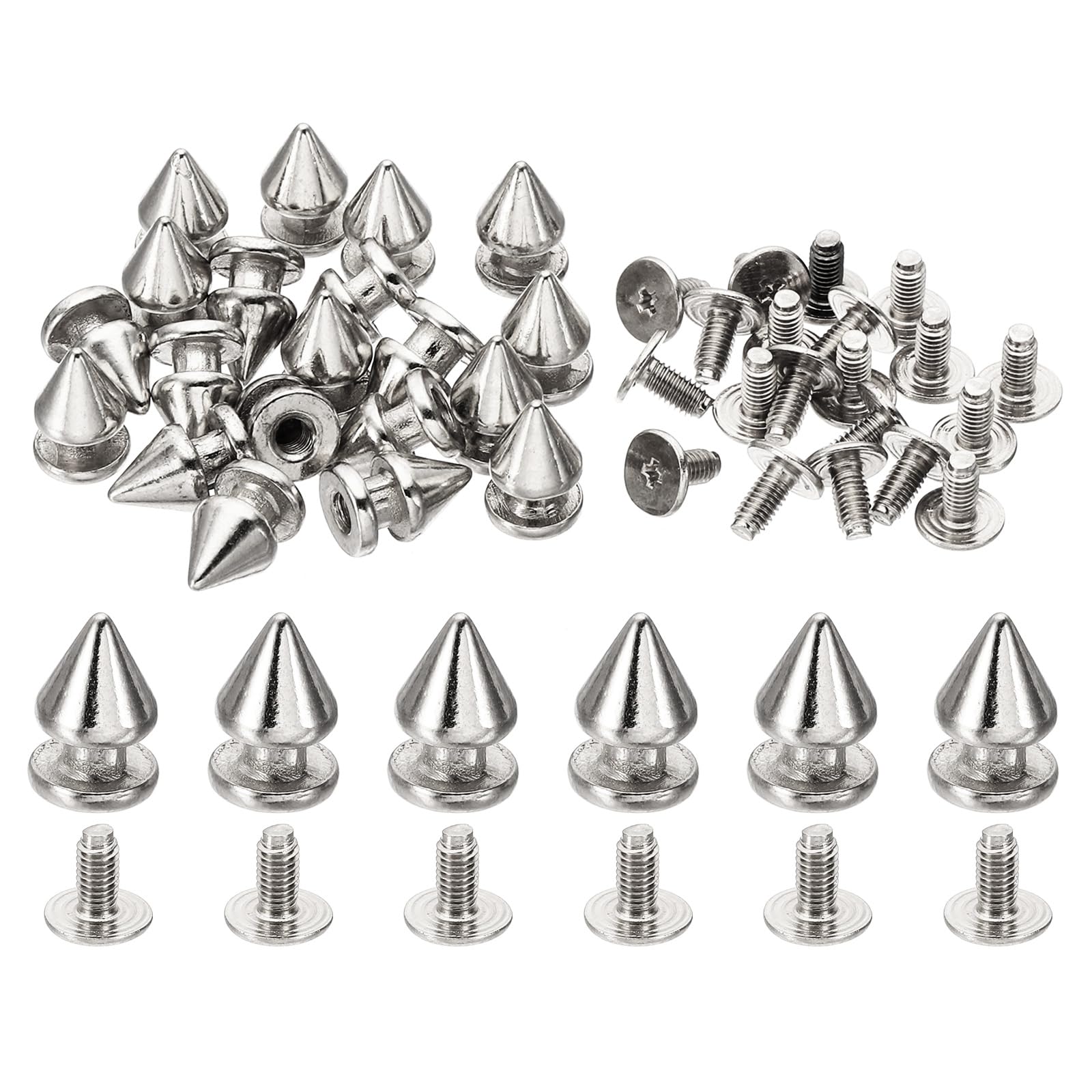 PATIKIL 12mm Studs for Clothing 20 Sets Studs and Spikes Leather Rivets Cone Spikes Metal Screw Studs for Clothing Leather Crafts Fabric Shoes Punk Bag Leathercraft