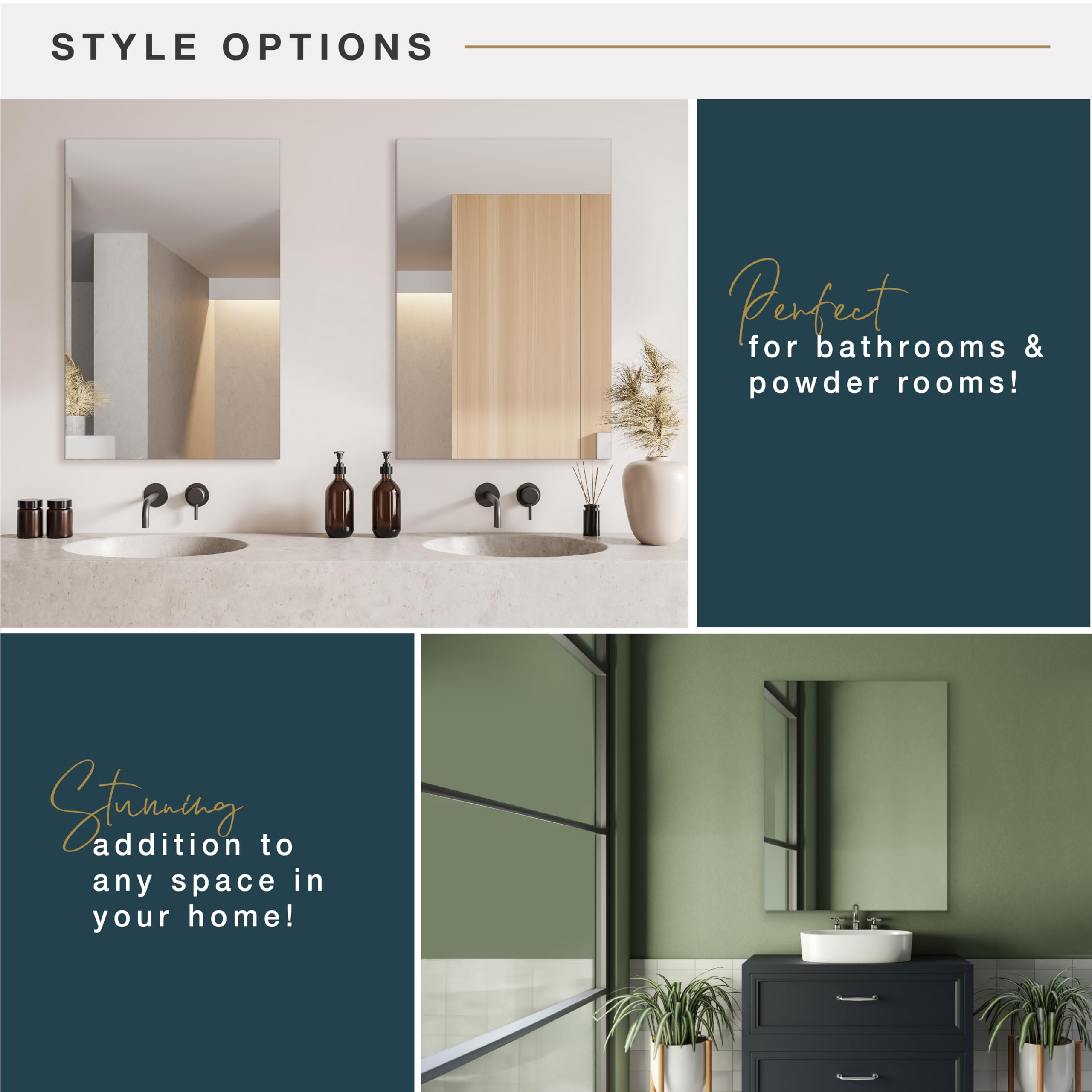 MCS Frameless Wall Mirror with Polished Edge, 20x28 inch Silver