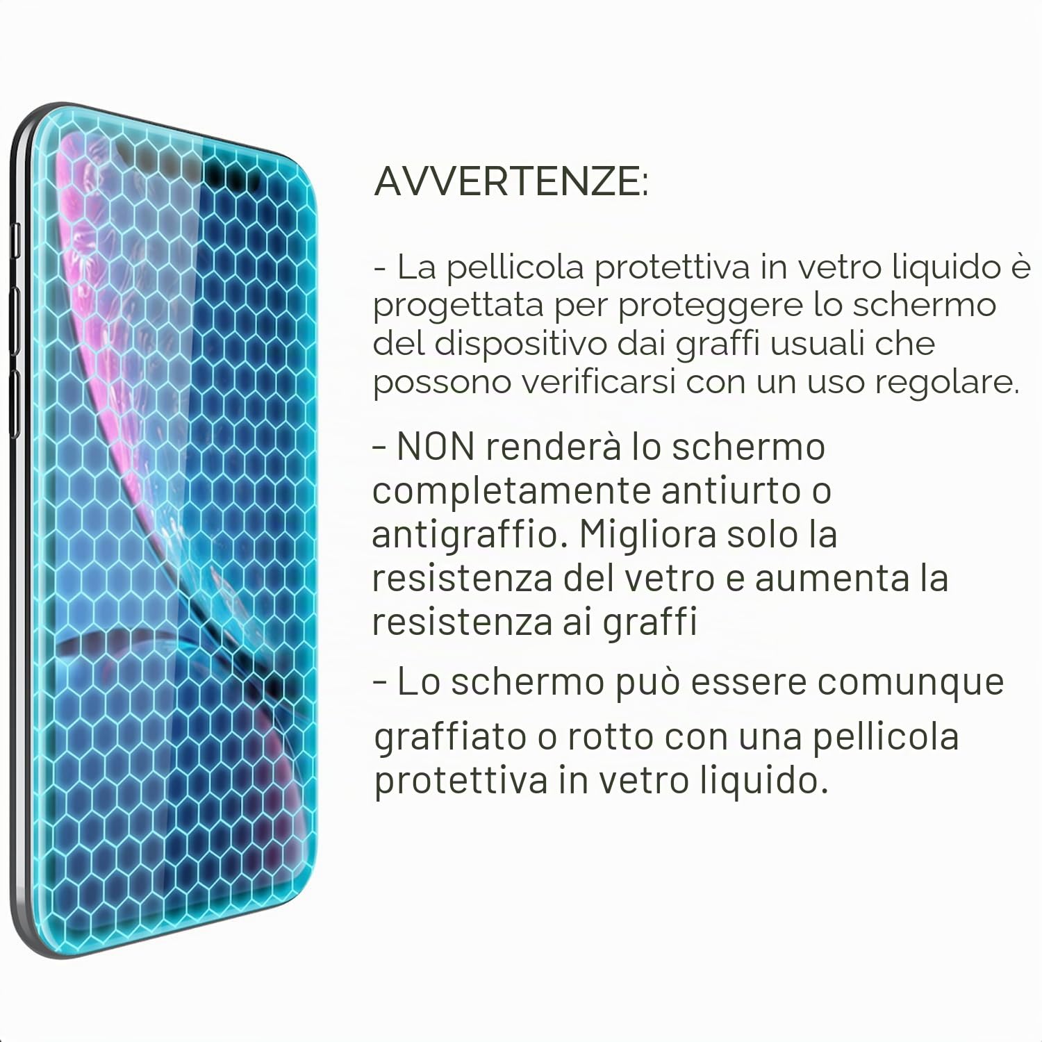 Pellicola protettiva in vetro liquido per un massimo di 12 dispositivi, universale, adatta per tutti gli smartphone, tablet e orologi, antigraffio e infrangibile, protezione Nano – 3 bottiglie