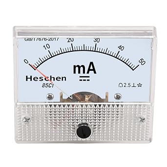 Heschen 85C1-50mA Rectangle Panel Mounted Current Meter Ammeter Tester DC 0-50 mA Class 2.5 White