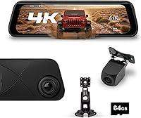STINGER STR4KEJT 9.66" 4K UHD Rearview Mirror Dash Cam for Jeep Gladiator JT 2020-2025 - Front/Rear DVR, 2K Backup Cam, GPS, Parking Monitor