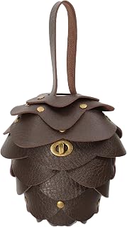 Acorn Coin Purse PU Leather Pinecone Bag Belt Pouch Waist Funny pack for LARP Ren Faire (Brown, Pinecone)