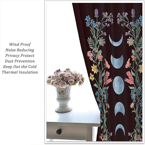 Miniatura 6 de Cortinas florales de luna, flores negras, fase de flores silvestres, luz de luna, jardín, estética, bohemio, primavera, vides, naturaleza, juego de