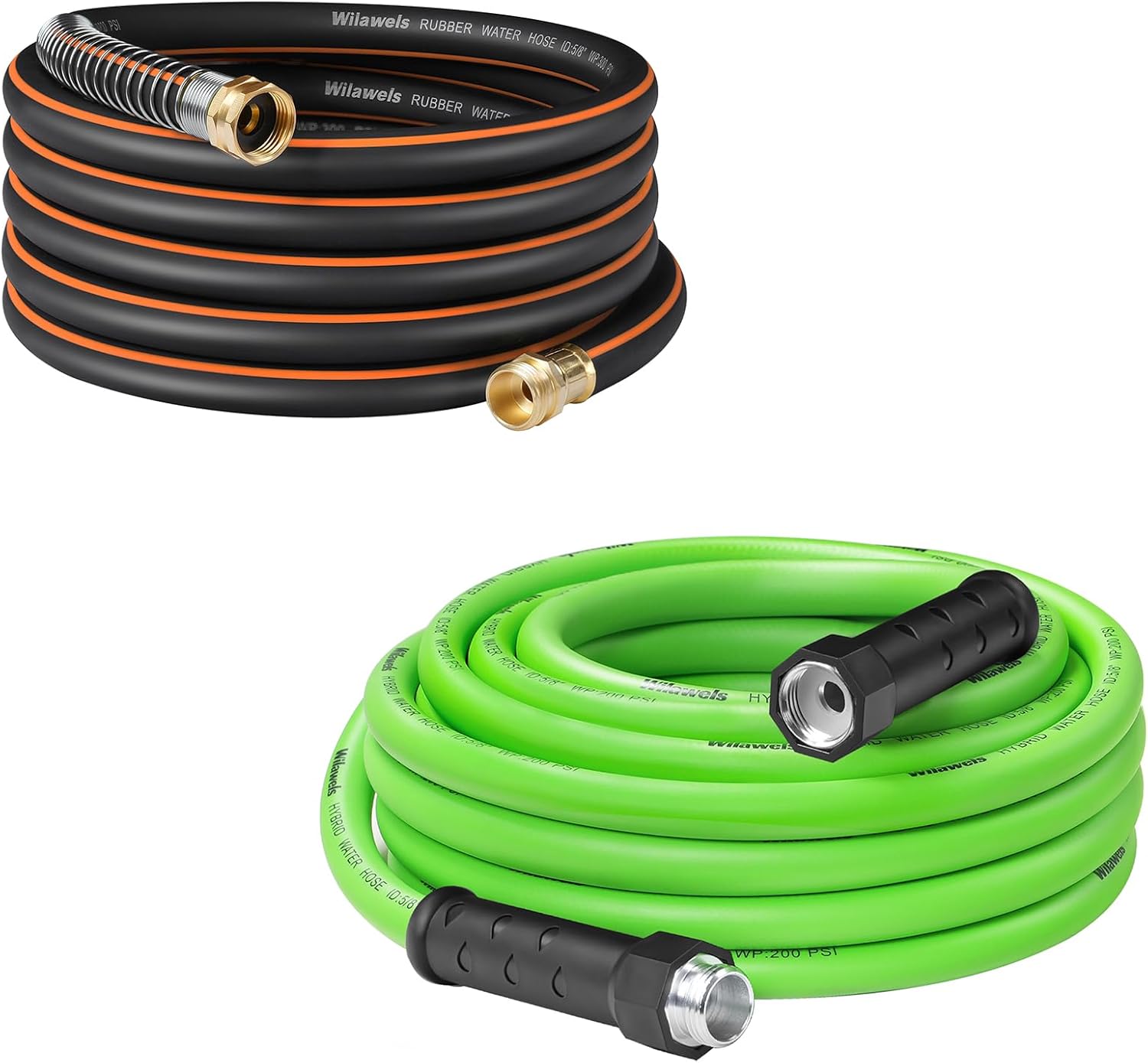 Rubber Garden Hose 30FT & Lightweight 30 FT Bundle, Heavy Duty Rubber Garden Water Hose, Lightweight Flexible Garden Water Hose with Swivel Handle, BG30GH06-G30GH06