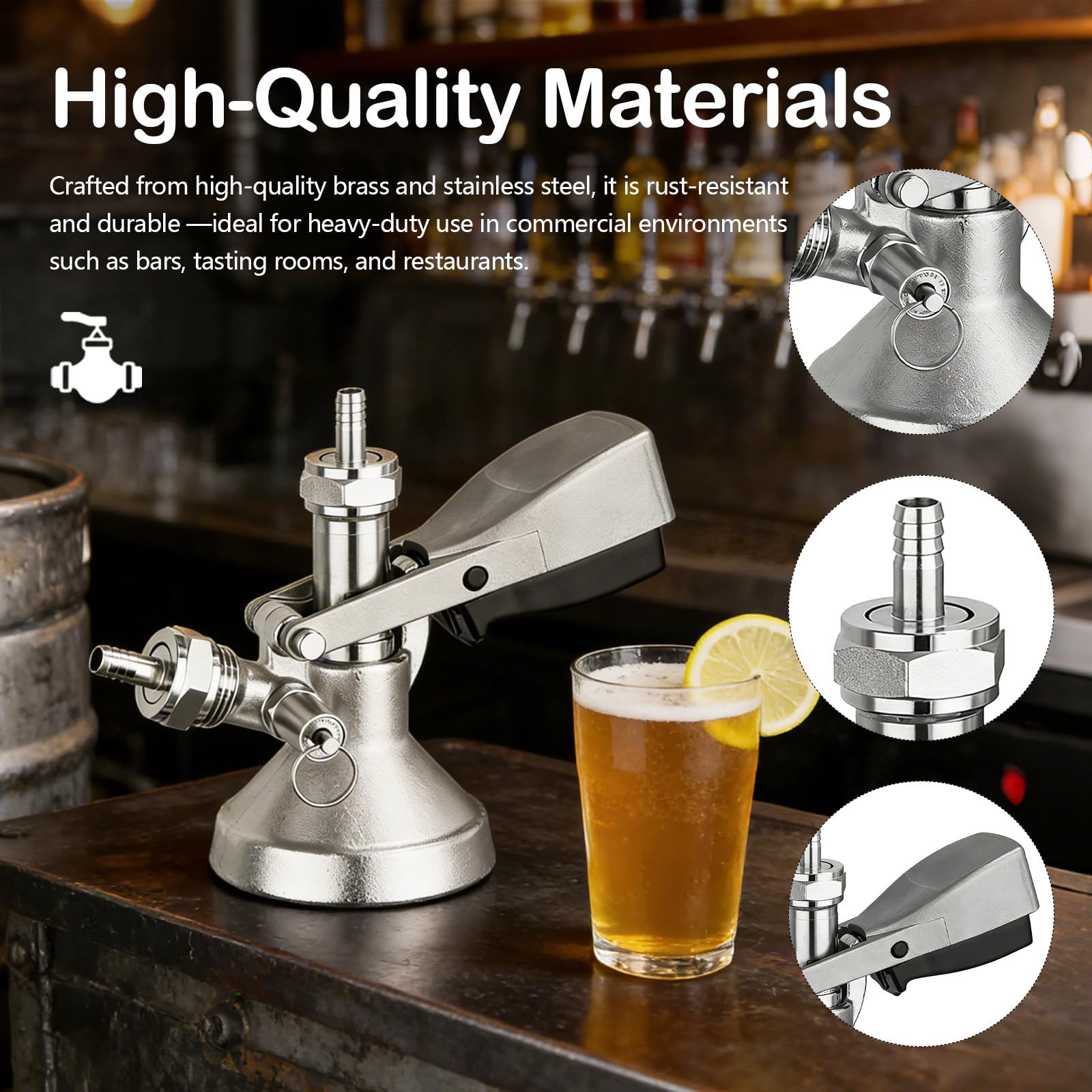 Coupleur De Fût Type G, Tête De Soutirage G5/8 Avec Soupape De Sécurité, Robinet En Acier Inoxydable 304 Pour Système De Tirage, Connecteur Pour Fûts Compatible Bière, Vin Et Boissons Gazeuses