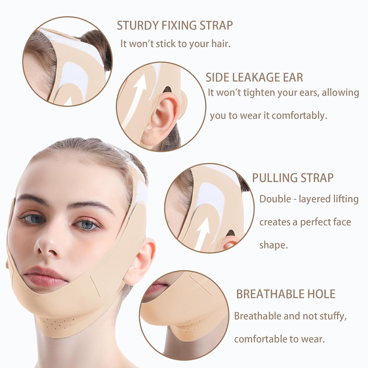 Jawline Shaper and Chin Strap for Sleeping with Soft Graphene V-LineFace Lifting Masks Double Chin Reducer Device for Women Anti Snoring Therapy Mask Neck Slimming and Facial Lifting Lightweight - Image 4