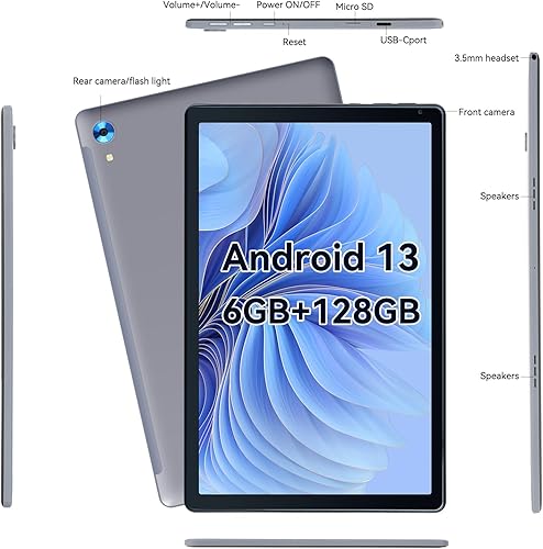 Miniatura 7 de Tablet de 10 pulgadas, Android 13 Go Octa Core Tablet con 8GB+128GB1 TB de expansión, WiFi 6G, cámara de 5MP+8MP, 5000mAh, pantalla dividida,