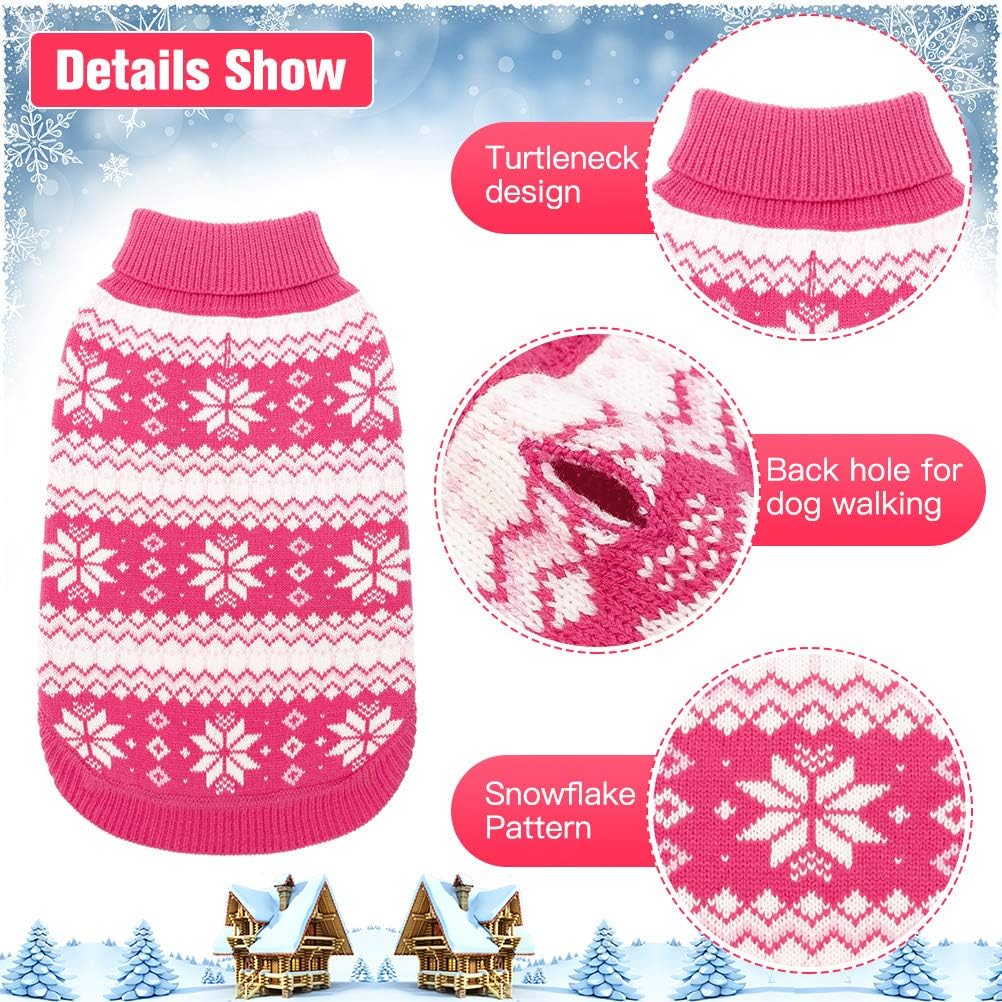 KOOLTAIL - Vestito Cane, Maglione a maglia per cani, caldo e confortevole per cani in maglia invernale con fiocco di neve