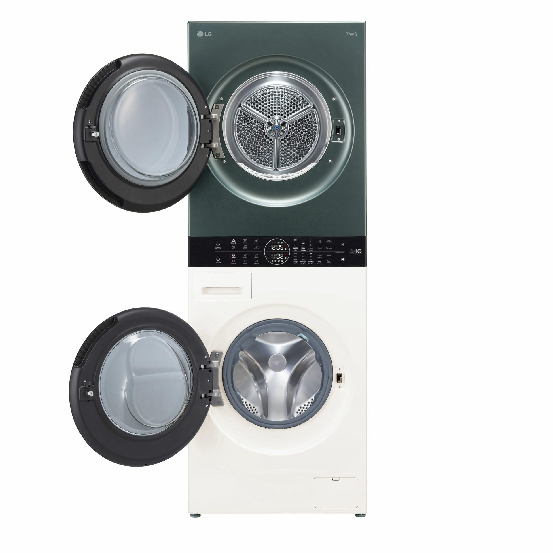 LG WashTower WT1210EGF Wäschesäule, Waschmaschine und Trockner zusammen, Waschmaschine 12 kg, Klasse A -10% und Trockner 10 kg, Klasse A+++, Einzelpaneel, TurboWash360, Dampfwäsche, Beige Green