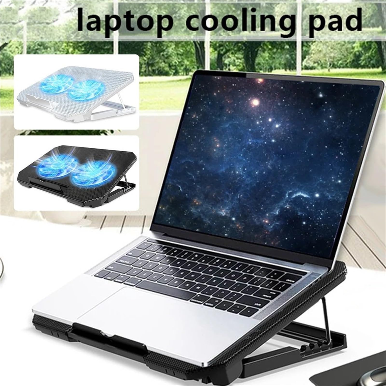 podstawka pod laptopa Chłodnica do laptopa do gier Podkładka chłodząca do laptopa Wind 2 wentylatory Radiator Podstawka pod laptopa Radiator wentylator chłodzący do laptopa(Silver)