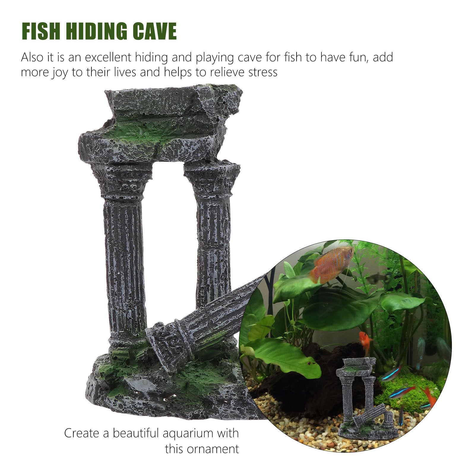 Kichvoe Aquarium Römische Säule Ornament mit Fischunterstand und Landschaftsverzierung für Süßwasser Aquarien Zufällige Farbe