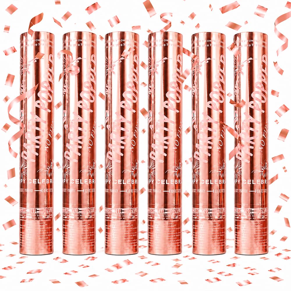 Confetti Cannons Pink, 6Pcs 30cm Confetti Cannon, Pink Confetti Cannon