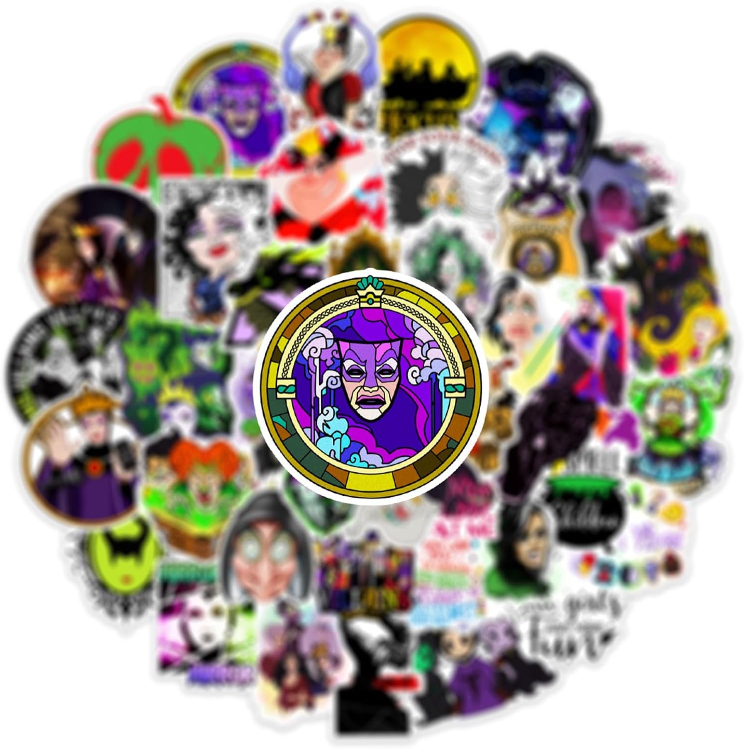 Villain Witch Stickers for Water Bottles 50pcs Halloween Cartoon Movie Witch Stickers for Boys Teens Adults Waterproof Vinyl Stickers Bulk - Image 3