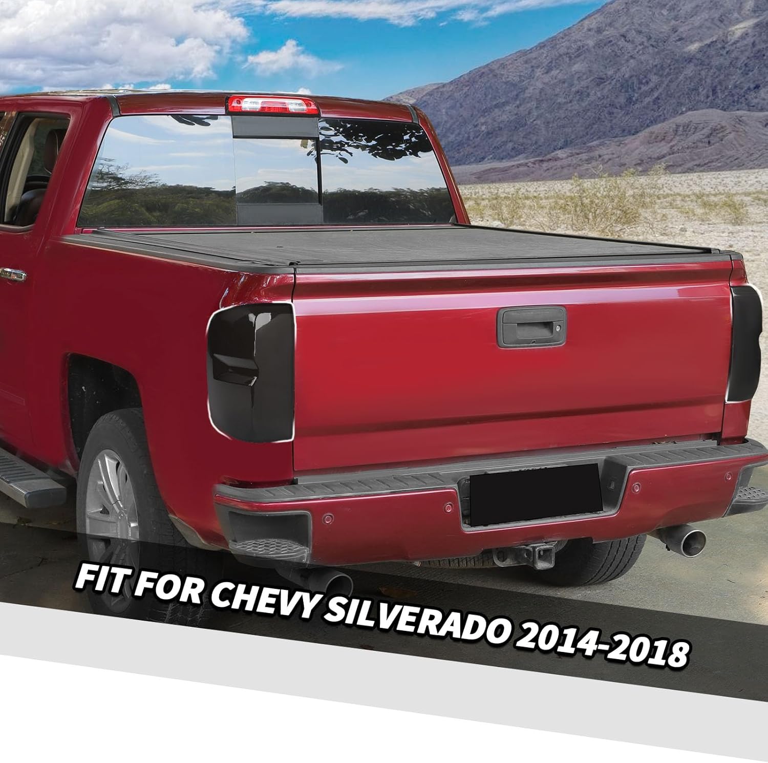 Jimen Fit for Chevrolet Silverado 2014-2018, 2PCS Taillight Covers Smoked Tail Light Tint
