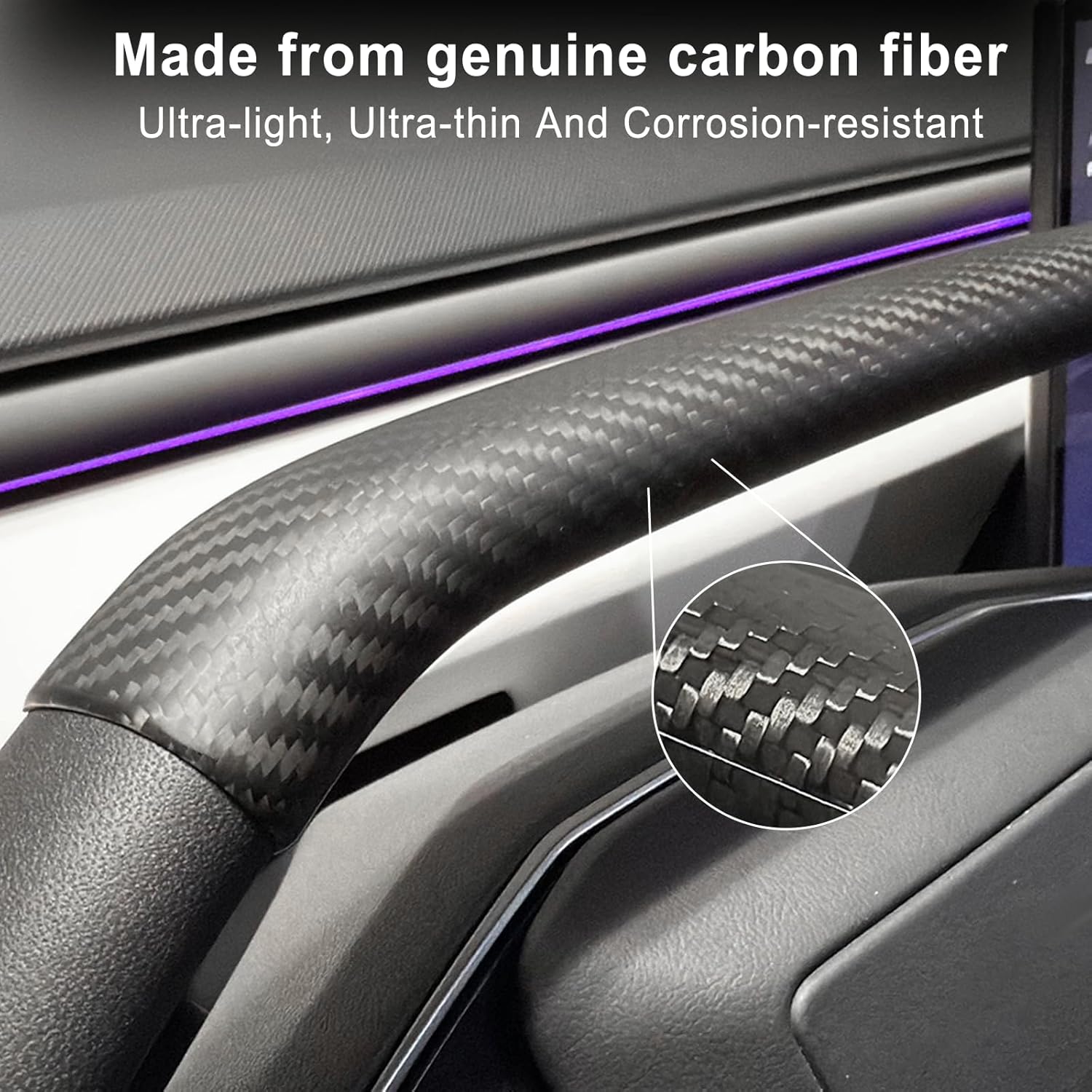 2PCS Steering Wheel Covers for Cybertruck Real Carbon Fiber Upper Lower Steering Wheel Overlays Trims for Cybertruck Accessories (Matte Carbon Fiber)