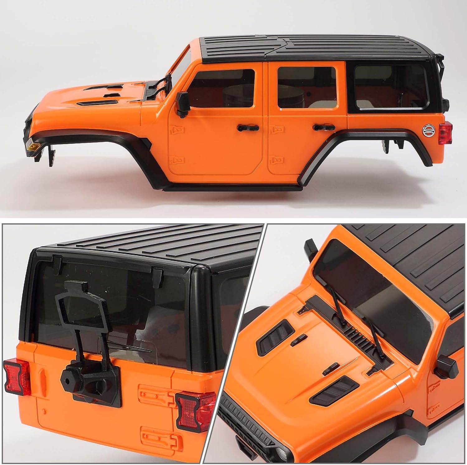 6.10 inches (155mm) Wheelbase Shell Hardtop Body Replacement Part for TRX4M Bronco Defender AX8560 1/18 RC Crawler Chassis (Orange)