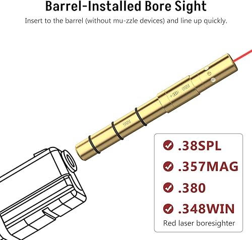 Miniatura 3 de MidTen Laser Bore Sight for .22LR.177 Cal 9MM .223Rem .17HMR.38SPL.380 Cal, End Barrel Bore Sight Laser, Red Laser Boresighter with 4 Sets of