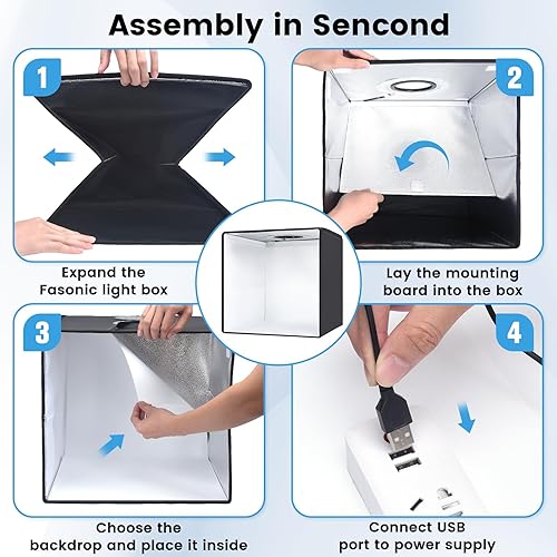 Miniatura 6 de Caja de luz portátil y caja suave, tienda de campaña profesional de 16 x 16 pulgadas con 120 luces LED para estudio fotográfico, caja de luz para