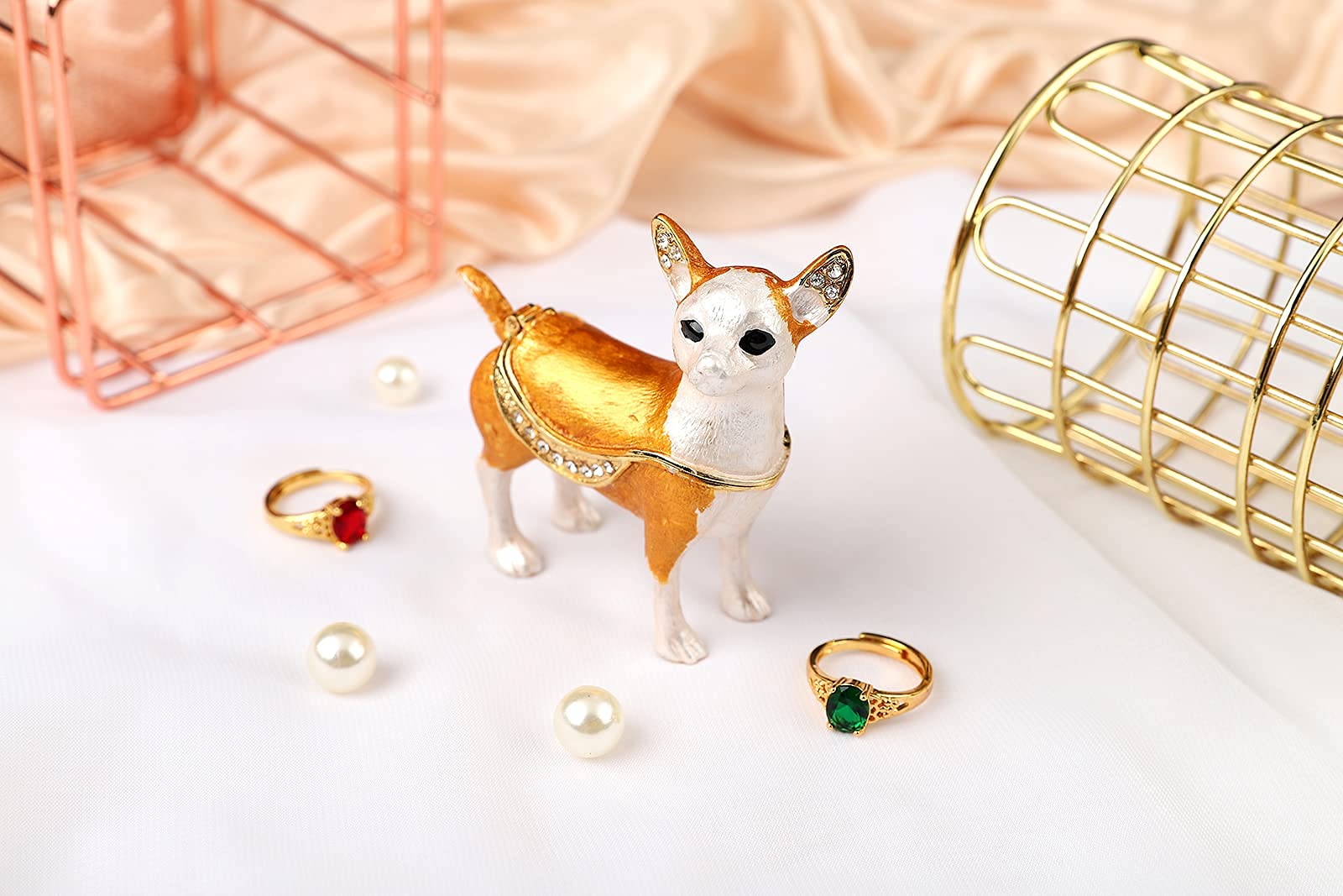 エナメル ジュエリーボックス 装飾 小物入れ ワンちゃん 4点セット