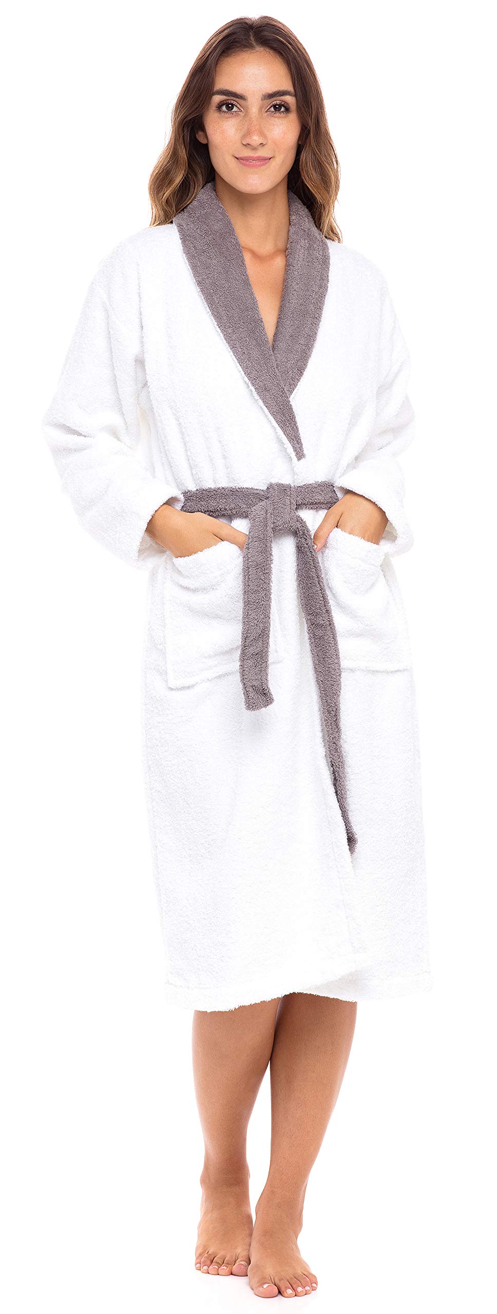 Skylinewears Women’s Robe Terry Cotton Cloth Bathrobe Towel Super-Soft Shower Robe Shawl Collar Loungewear