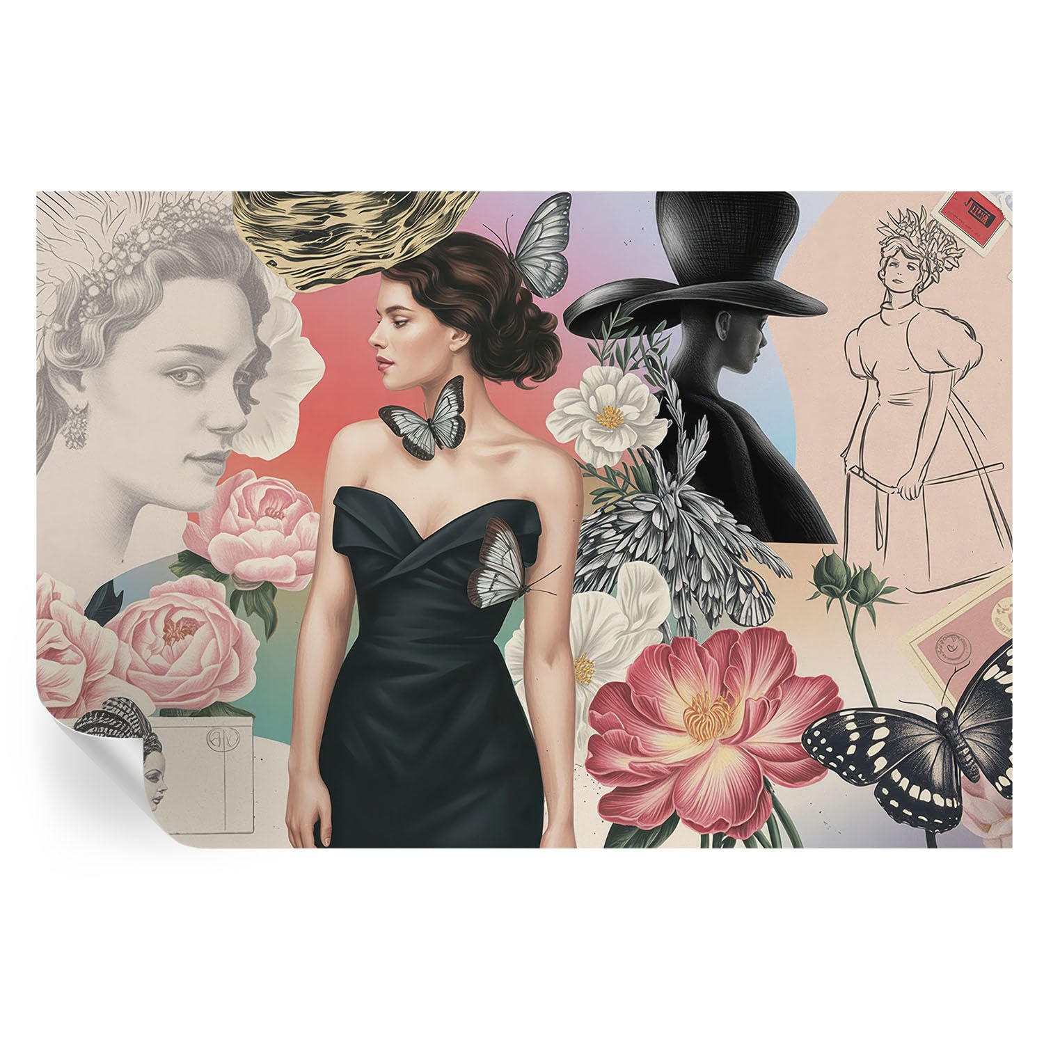 Adornos de pared de flores y retratos 104x70 cm para tapar imperfecciones