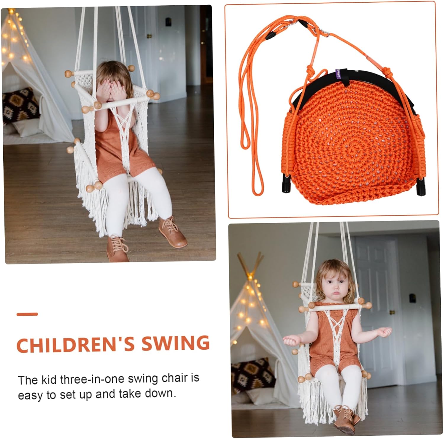 1pc Boy Girl Mesh Hammock Chair Comfortable Outdoor Hanging Seat for Boys and Girls Removable and Washable Safe for Play for Home Backyard Use