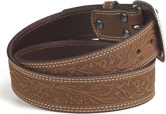 ARIAT Men's Leather Floral Embossed Belt