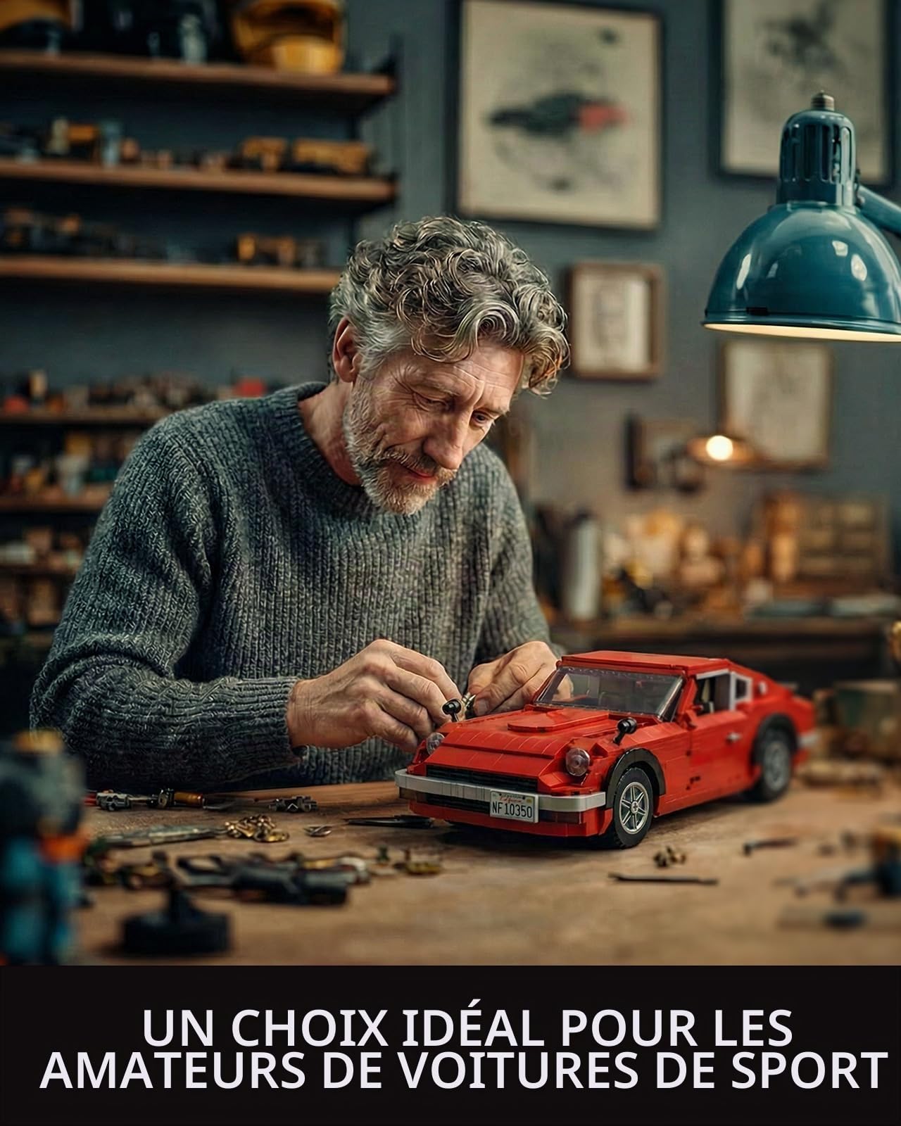 Nifeliz Kit de Construction de Voiture de Sport Z240, Modèle Réduit de Véhicule Classique à l'Échelle 1:14 pour Adultes et Amateurs d'Autos, Cadeau et Décoration de Collection (1694 Pièces, NF10350)
