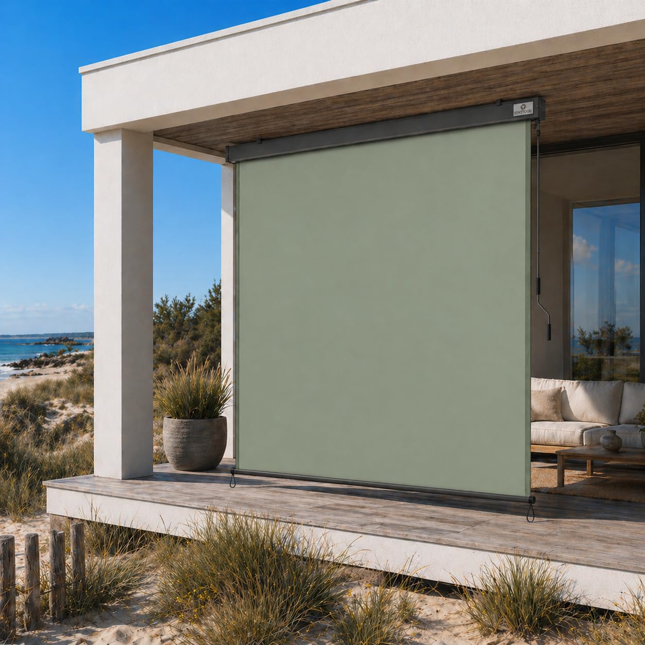 Ausziehbare Senkrechtmarkise Vertikalmarkise 160 x 250 cm - Markise mit Kurbel für Terrasse und Balkon Schutz vor Sonne Wind - Beschattung Sichtschutz Windschutz Wasserdicht - Matcha Grün