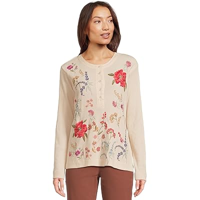 Johnny Was Mixed Media Henley Thermal shell