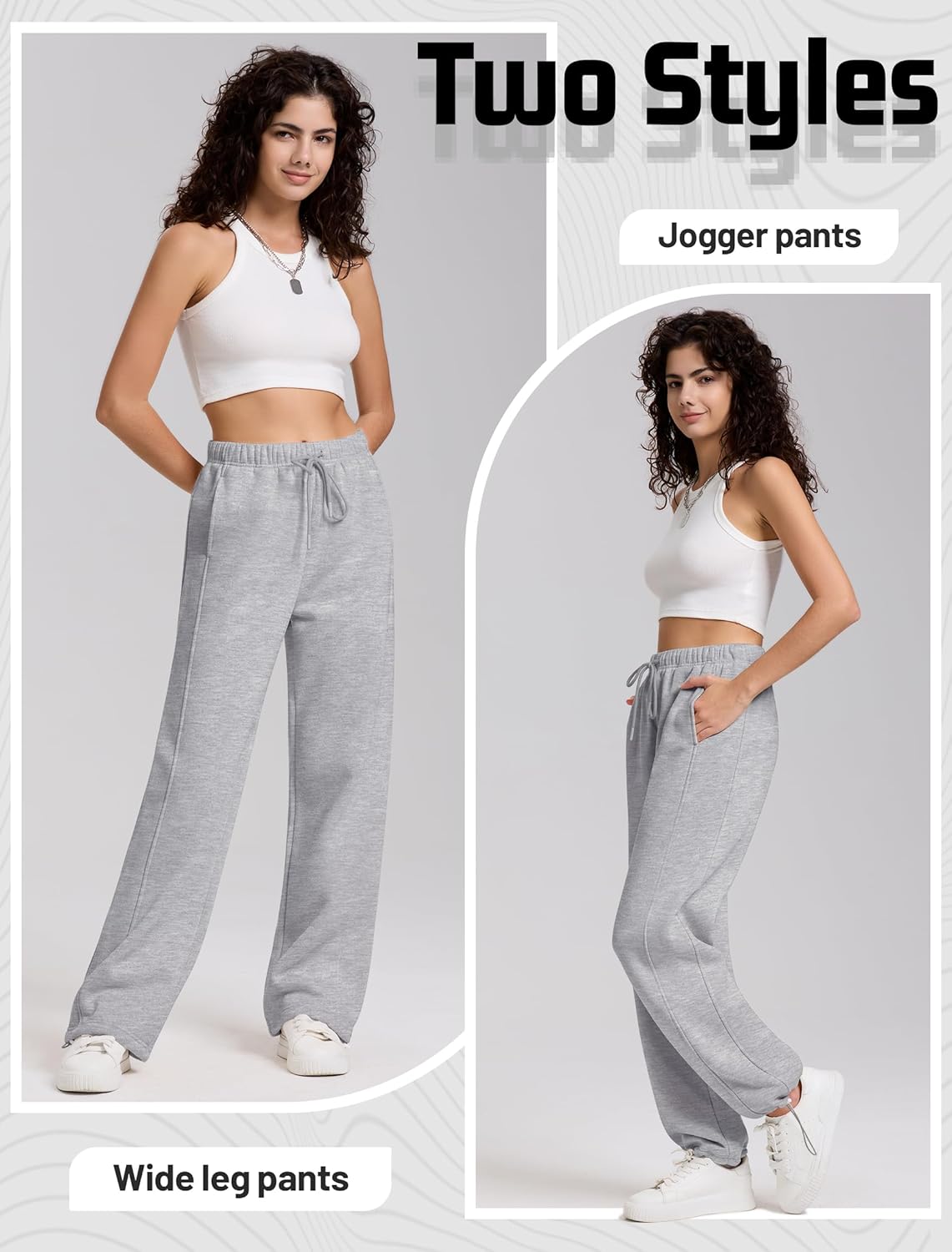 IWD Women's Cinch Bottom Sweatpants Fleece Lined Baggy Lounge Pants Wide Straight Leg Sweat Pants with 3 Pockets - Image 2