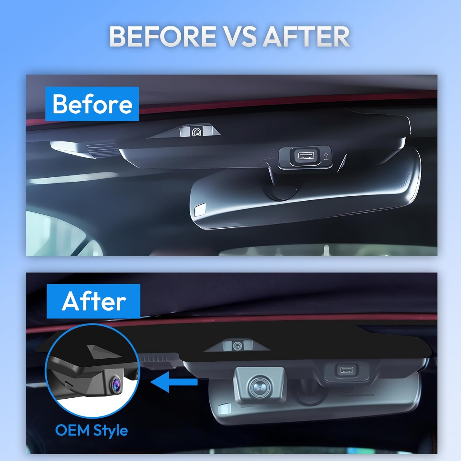 4K & 1080P Dash Cam for Ford Mustang 2024 2025 Ecoboost GT Premium Dark Horse, OEM-Style, UHD 2160P Image, Loop Recording, Built-in WiFi & APP, G-Sensor, Plug & Play, 128GB Card