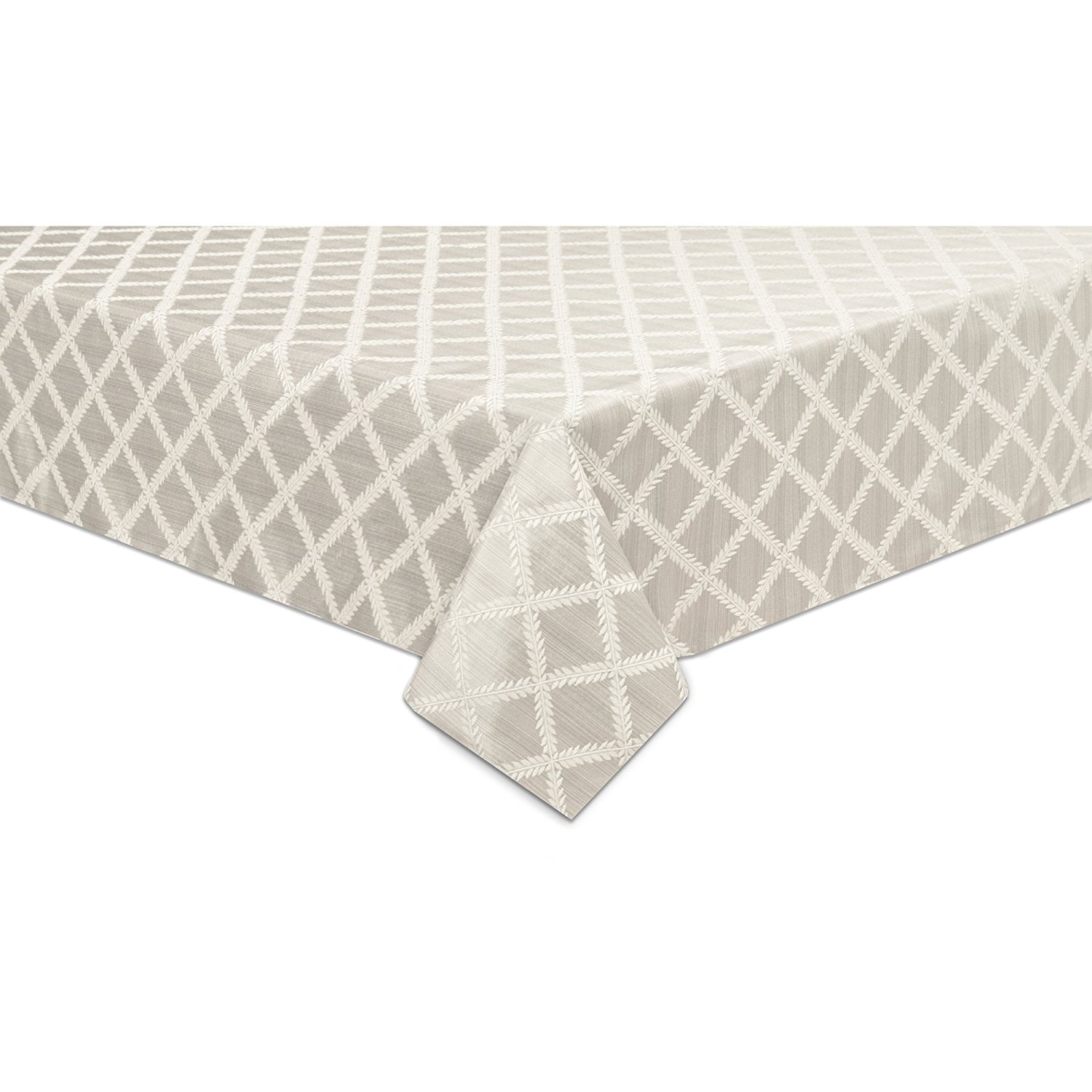 Lenox Laurel Leaf 70x104 Wide Tablecloth, Platinum-image-11