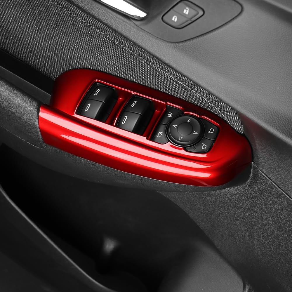Cnaurda Door Window Control Panel Cove, Door Lock Switch Trim Compatible with Chevy Trailblazer 2021-2023 Interior Accessories (Red)