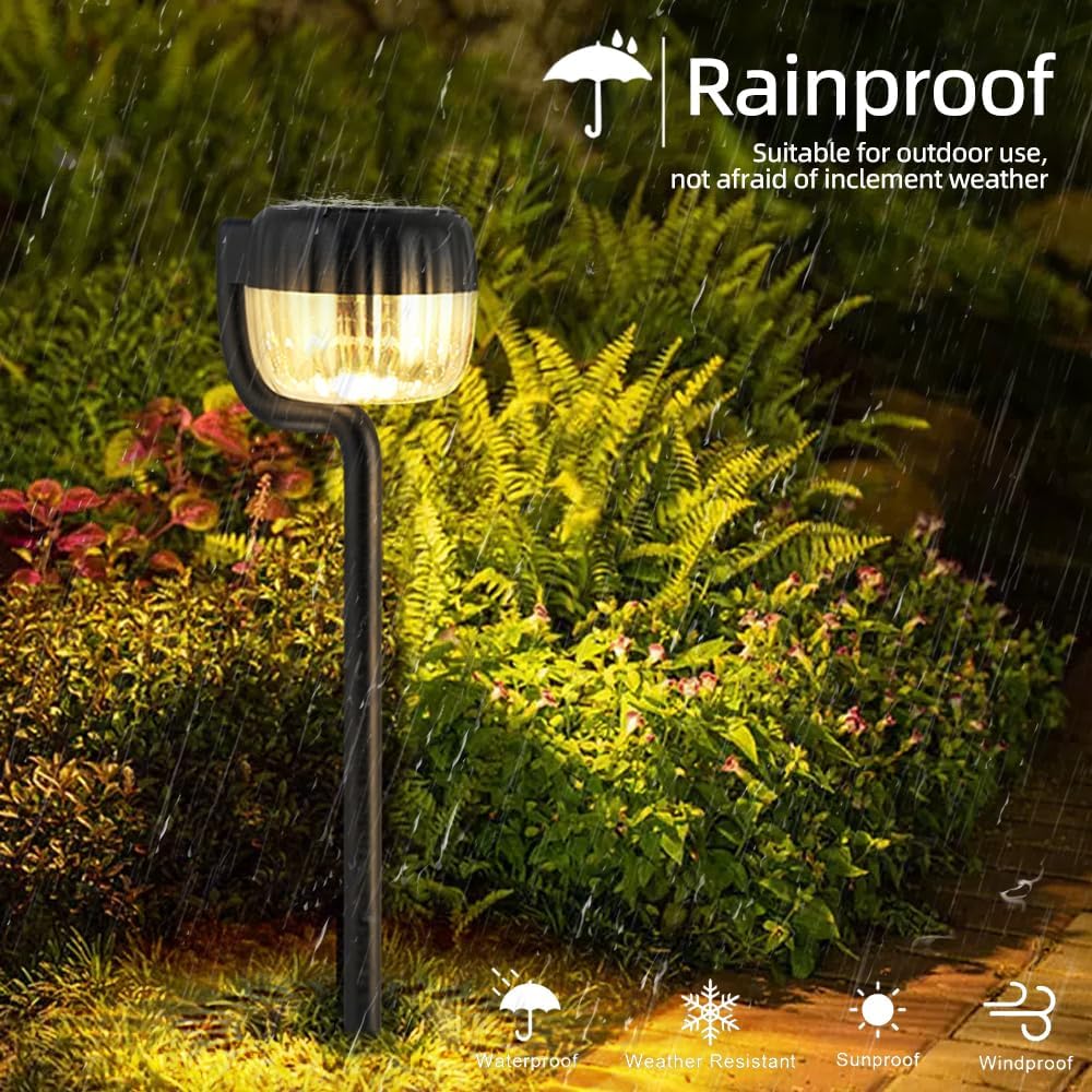 Outdoor Solar Pathway Lights, IP64 Waterproof Solar Powered Landscape Spot Light, 2 Pack Solar Decoration Garden Lights for Yard,Porch,Walkway,Driveway