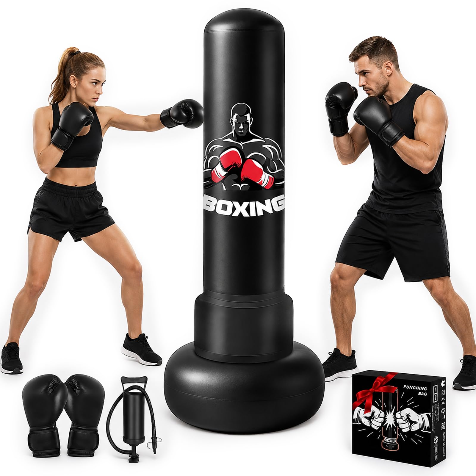 Boxsack Erwachsene Aufblasbarer Standboxsack Punching Bag mit Pumpe